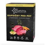 StarVita šunų konservuotas maistas maišeliais su jautiena „Exclusive“ su makaronais – 4 × 280 g